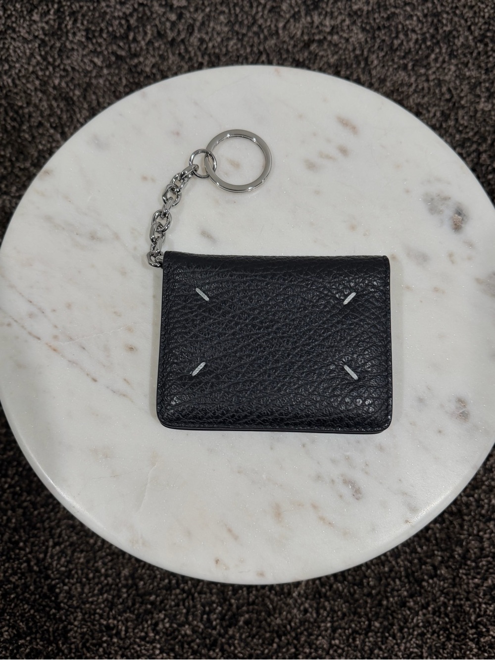 Maison Margiela Four Stitches Black Leather Keyring Cardholder